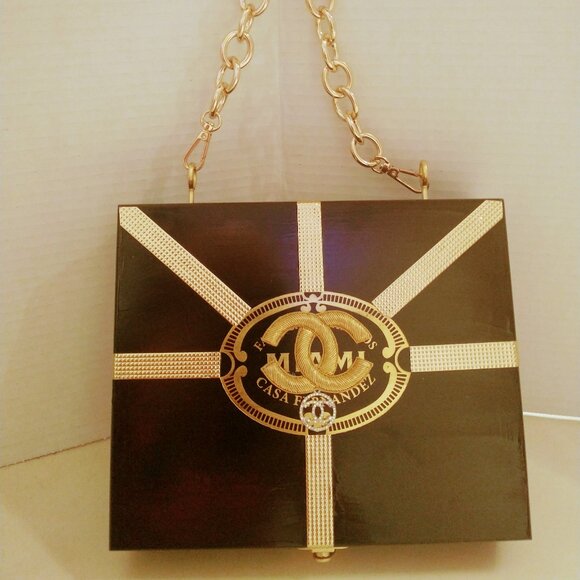Suenos de Saundra Upcycled Collection, Casa Fernandez Black Cigar Box, Purse - Picture 2 of 7